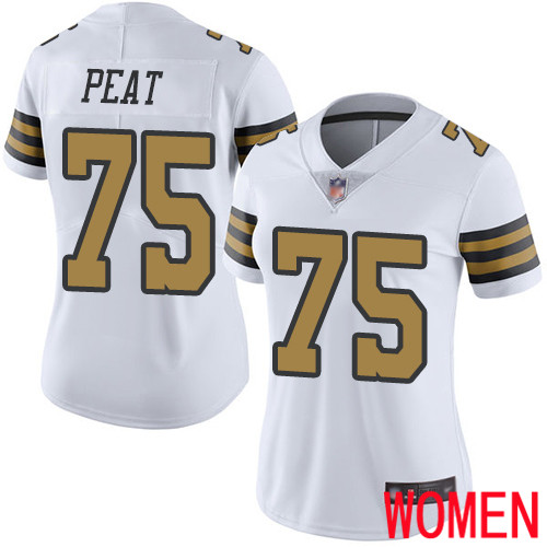 New Orleans Saints Limited White Women Andrus Peat Jersey NFL Football 75 Rush Vapor Untouchable Jersey